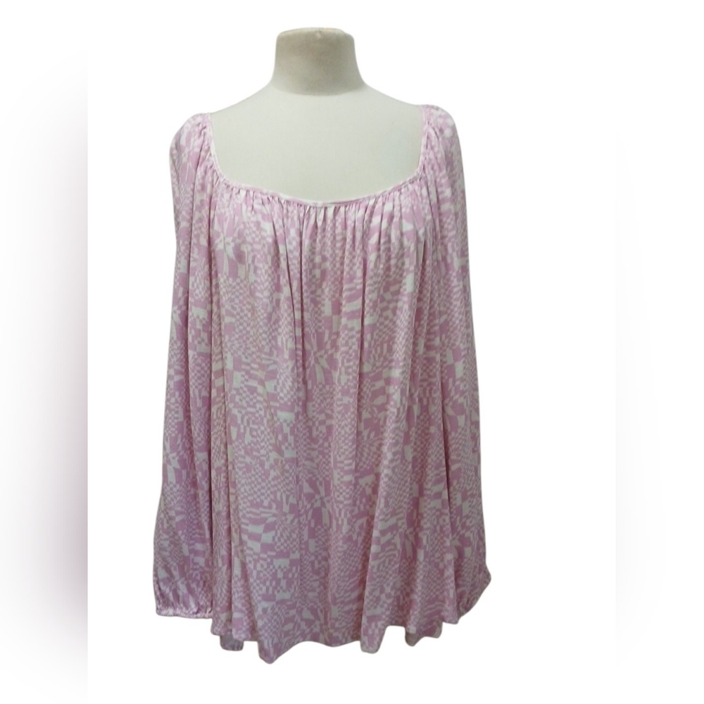 Ava & Viv Pink Patterned Blouse